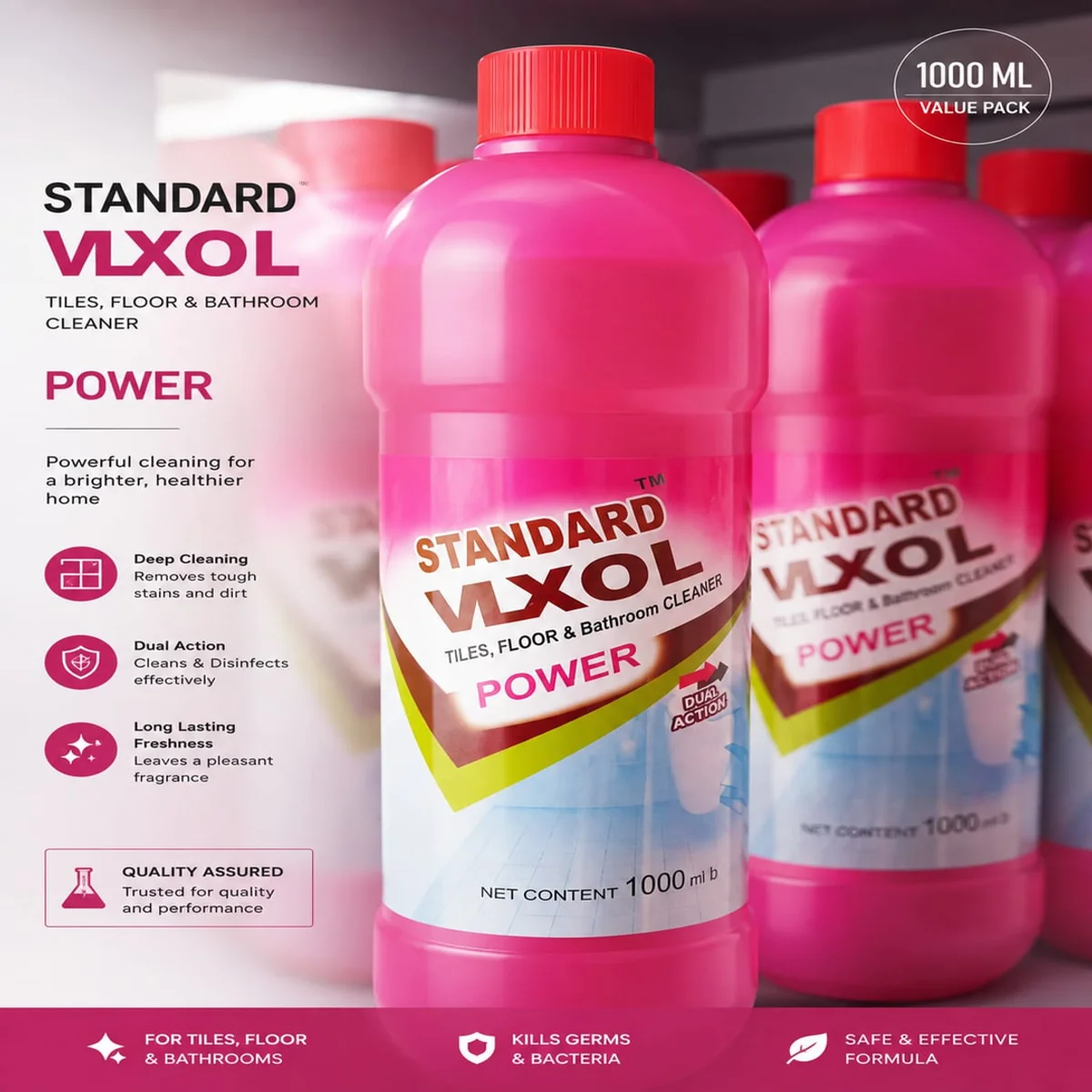 Standard VLXOL Power Tiles, Floor & Bathroom Cleaner – 1000ml - Gulshan Enterprise