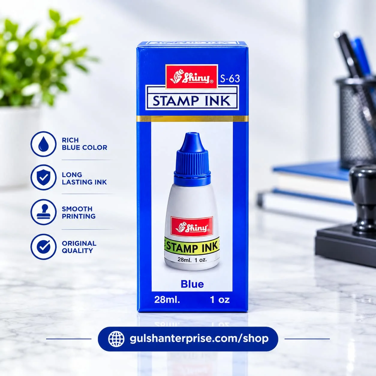 Shiny S-63 Stamp Ink – Blue (28ml/1oz) - Gulshan Enterprise